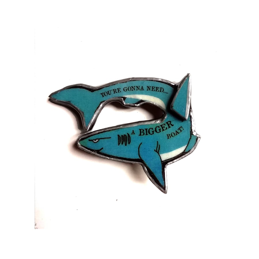 Jaws inspired 'You're gonna need a boat' blue Shark Brooch by EllyMental