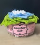 Handmade Crochet Flower Coasters Set of 6 with Basket - Image 5