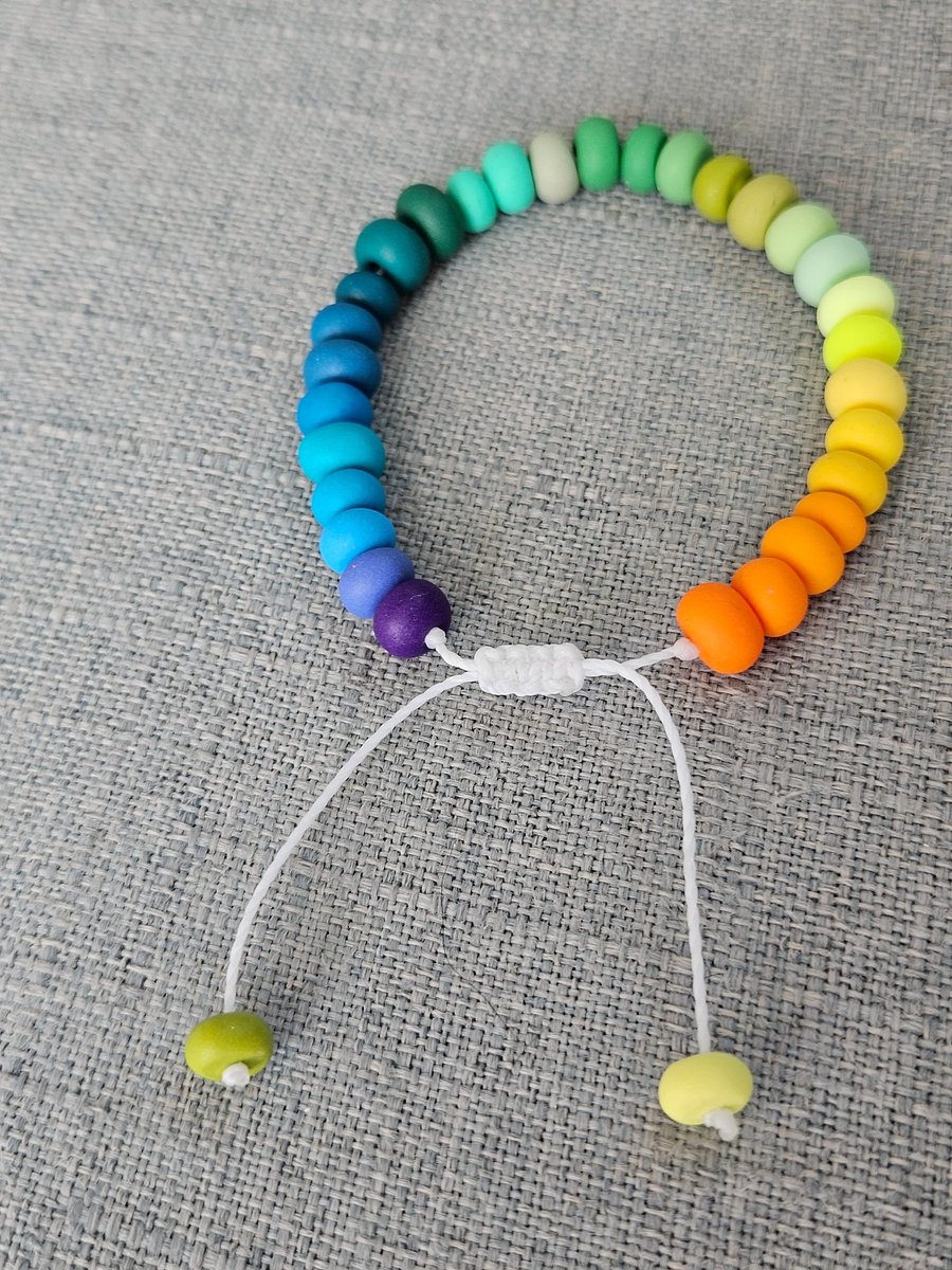 Rainbow beaded adjustable bracelet 