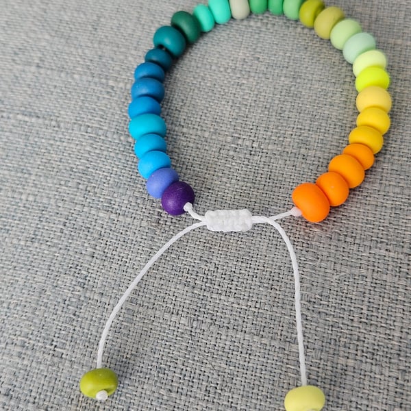 Rainbow beaded adjustable bracelet 