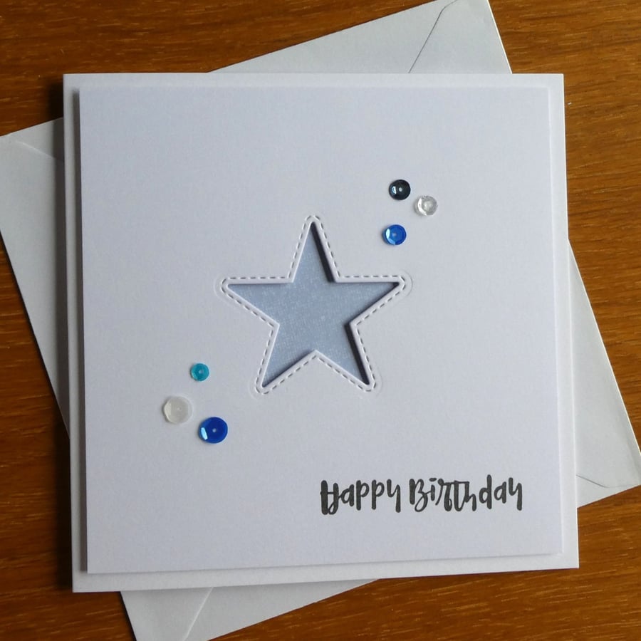Star Aperture Birthday Card - Blue 