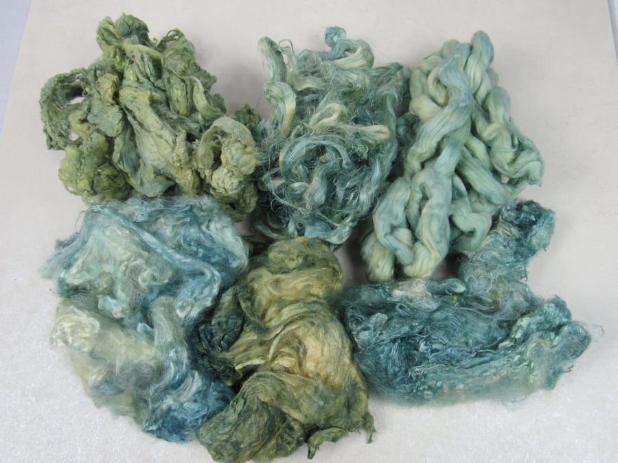 Natural Dye Indigo Sea Blue Green Mixed Plant Fibre Texture Craft Pack