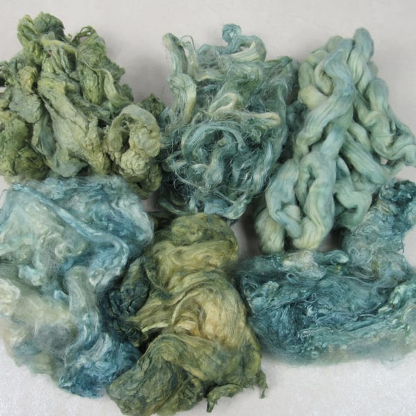 Natural Dye Indigo Sea Blue Green Mixed Plant Fibre Texture Craft Pack