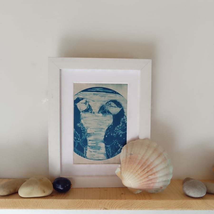 Puffins cyanotype 
