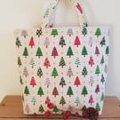 Reusable Christmas gift bag;  sparkly trees