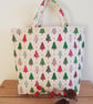 Reusable Christmas gift bag;  sparkly trees
