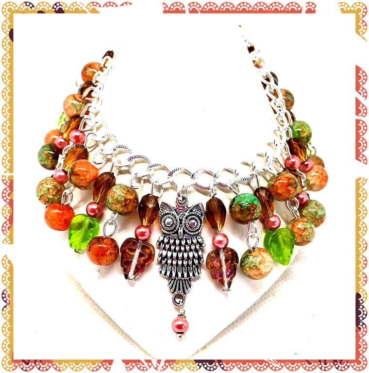 SALE OOAK Owl charm bracelet