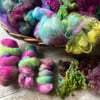 Faery fluff spinning fibre pack Forest mixed fibres 120g