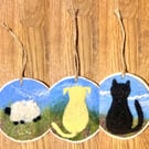 Hand Felted Animal Friend Decoration Cat Dog Sheep