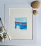 Greek watercolour church and sea - Image 1