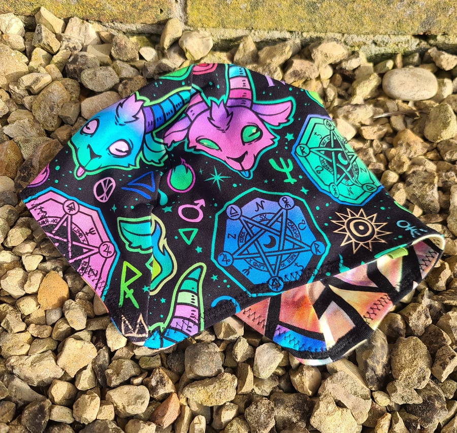 Reversable Bike Helmet Hat Adult S Teen - Occult Goat & Stained Glass