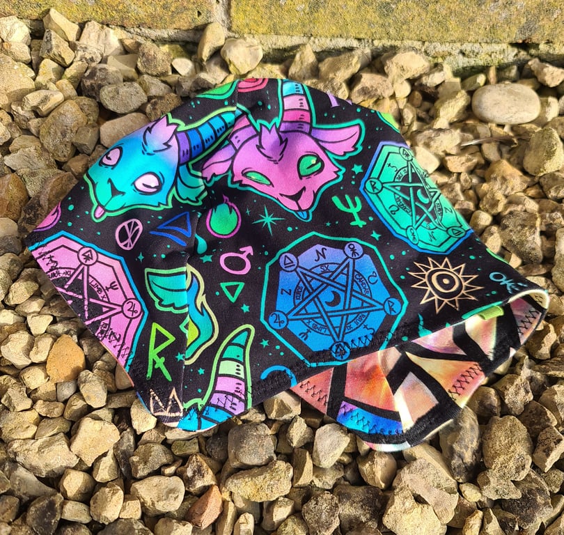 Reversable Bike Helmet Hat Adult S Teen - Occult Goat & Stained Glass