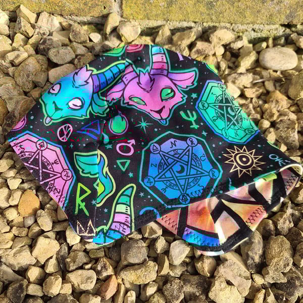 Reversable Bike Helmet Hat Adult S Teen - Occult Goat & Stained Glass