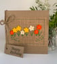 Birthday card. Row of bright coloured flowers. Wool felt. Handmade Card. - Image 2