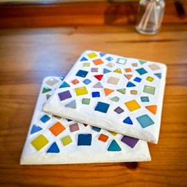 Set of two mosaic coasters