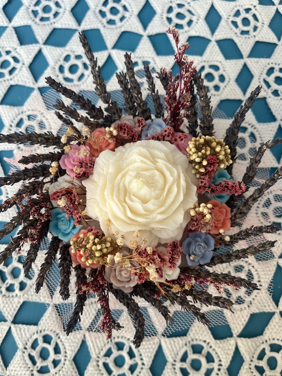 Peony Shaped Candle with dry flowers 