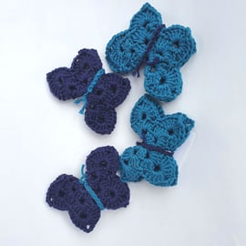 Crocheted cotton butterfly brooch