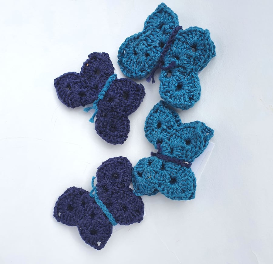 Crocheted cotton butterfly brooch