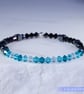 Swarovski and Hematite stretch beaded bracelet turquoise black - Image 1