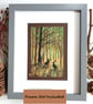 Hares in an Autumn Forest Landscape, small original drawing, wall art - Image 1