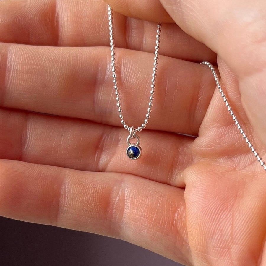 Petite Lapis Lazuli Pendant on 18" Ball Chain