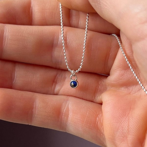 Petite Lapis Lazuli Pendant on 18" Ball Chain