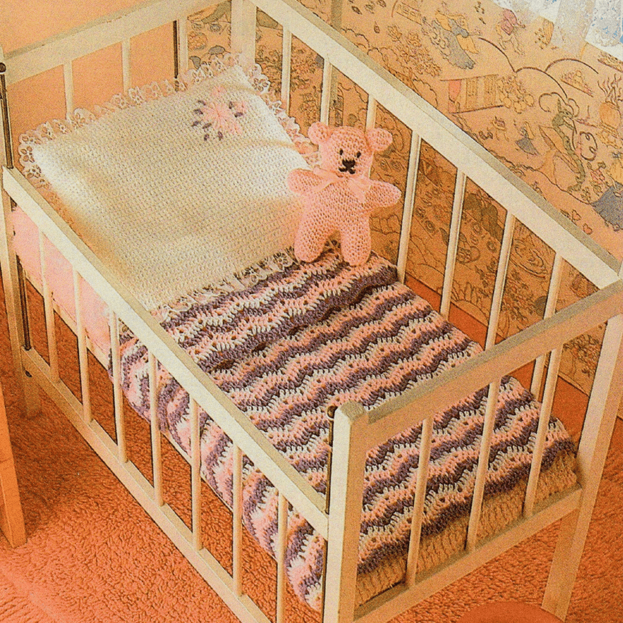 VINTAGE CROCHET PATTERN PDF Babies Blanket and Pillowcase