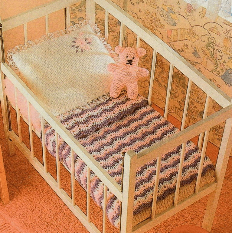 VINTAGE CROCHET PATTERN PDF Babies Blanket and Pillowcase