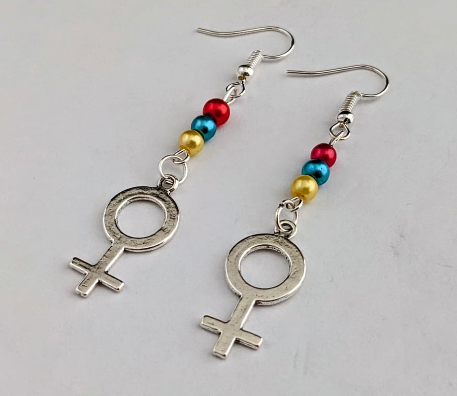 Multi coloured bead earrings with Venus charms