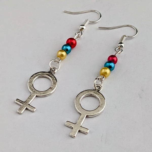 Multi coloured bead earrings with Venus charms