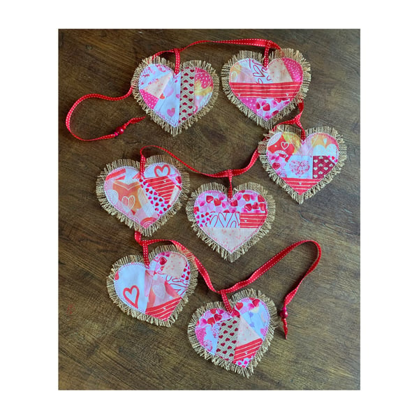 Hessian hearts bunting with hearts 
