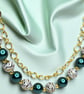 Summer Seconds -Animal Print and Green Glass Bead Statement Necklace, - Image 2