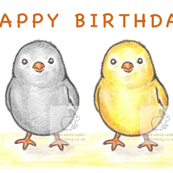 Four Chicks - Birthday Card