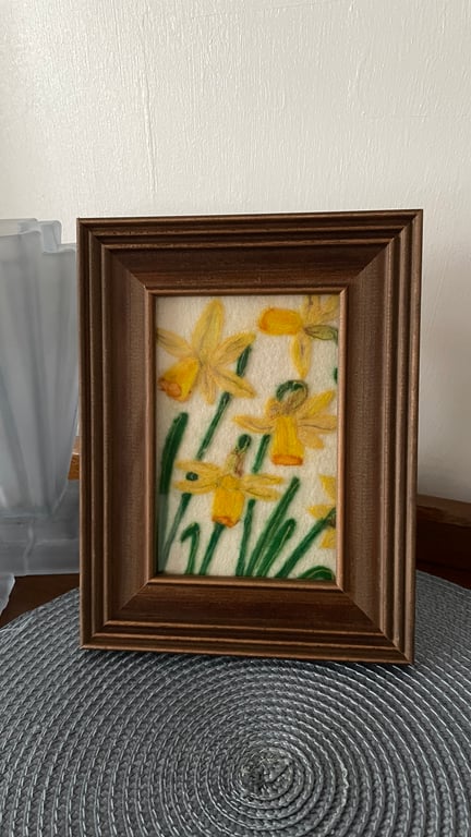 Hand felted Daffodil Textile Artwork 