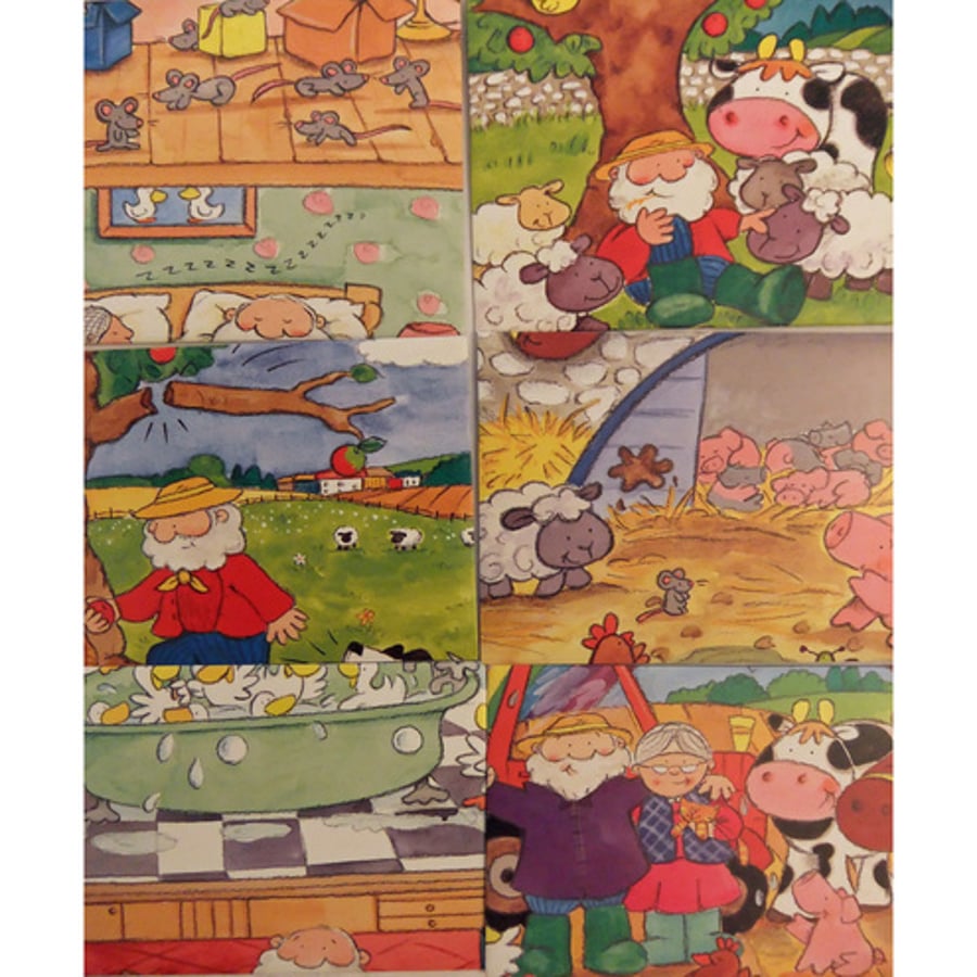 Set of 6 up-cycled hand-made envelopes - made from Old MacDonald children’s book