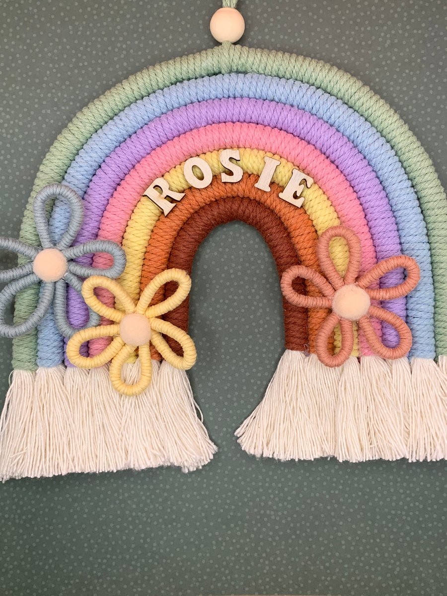 Macrame rainbow with flower detail 