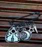 Safety Pin Brooch Badge black charms alternative emo skull ouija witch Valloween