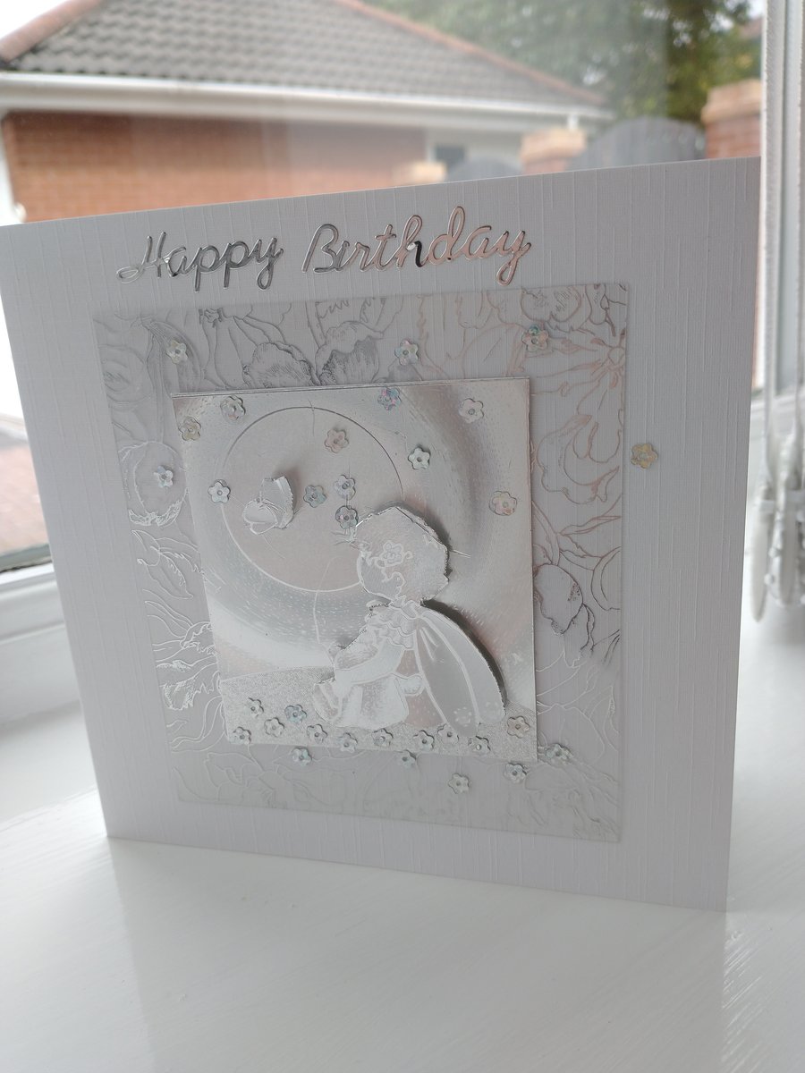 Cute fairy and butterfly decoupage birthday card