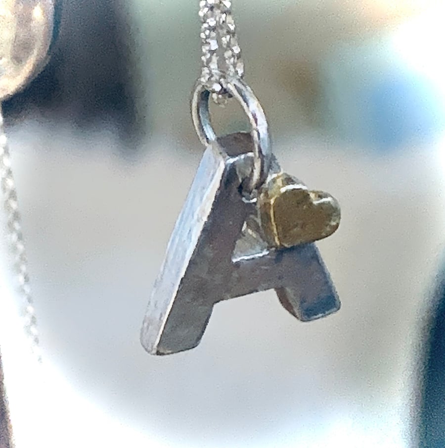 Heart of gold initial pendant