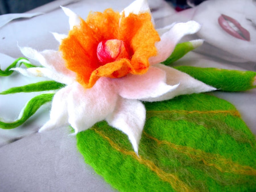   SALE...  Hand Felted, Wool Jewelry felted BROOCH -100% WOOL MERINO