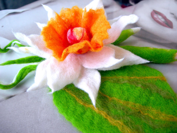   SALE...  Hand Felted, Wool Jewelry felted BROOCH -100% WOOL MERINO