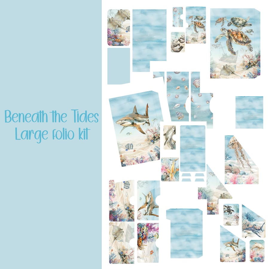 Beneath the Tides Large folio Scrapbooking, Ephemera, Journal, Digital Download