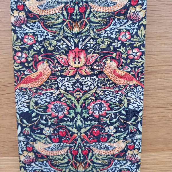 A6 Fabric covered notebook - Strawberry Thief William Morris design