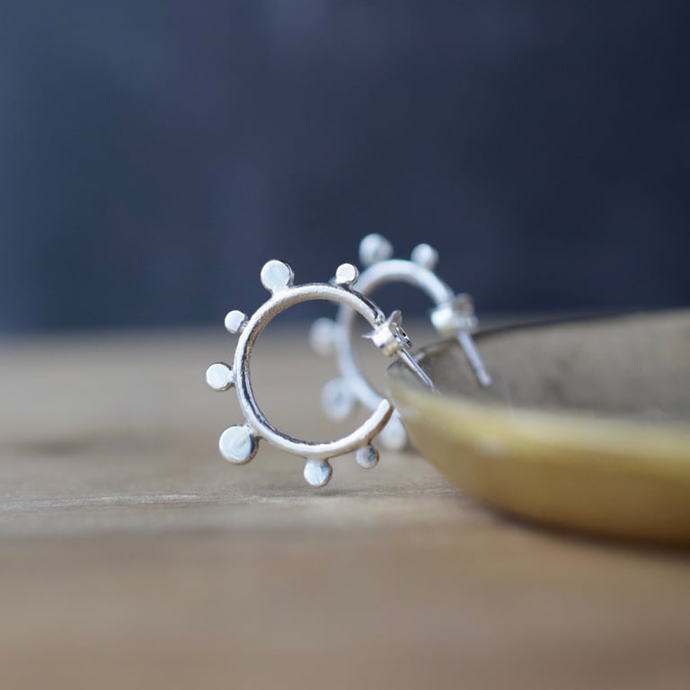 Bohemian silver hoop earrings 