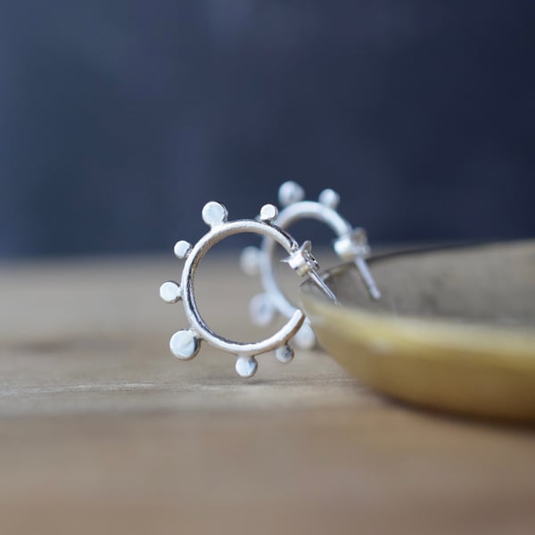 Bohemian silver hoop earrings 