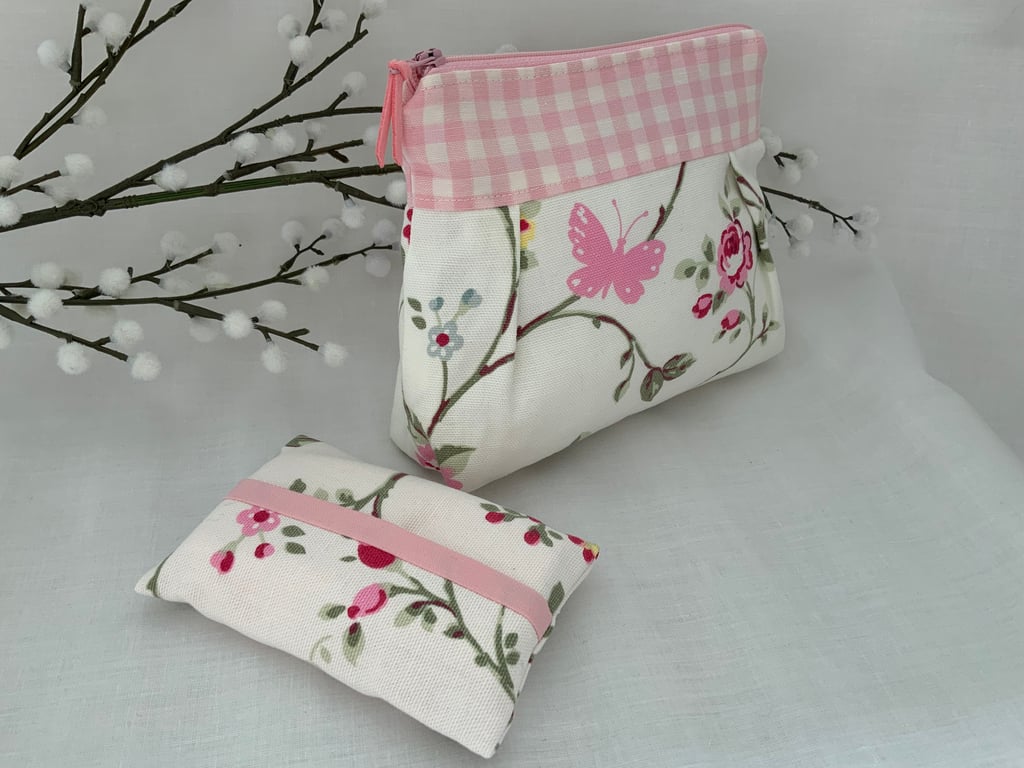 Perfectly Imperect, Floral Cosmetic Bag, Make up Bag with Tissue Holder