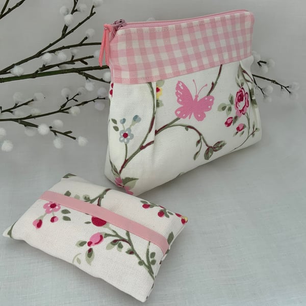 Perfectly Imperect, Floral Cosmetic Bag, Make up Bag with Tissue Holder