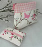Floral Cosmetic Bag, Make up Bag with Tissue Holder, Zipped Purse