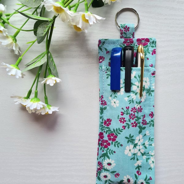 Handmade Lanyard Pen Holder Turquoise & Pink Flora Pen Pouch Practical Teacher G