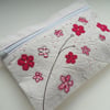 embroidered cherry blossom - purse / case